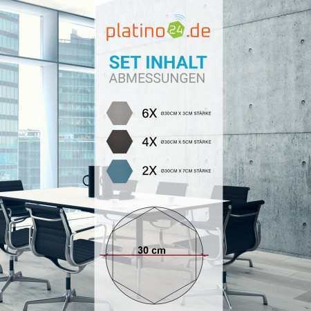 Edition LOFT Honeycomb - 12 Absorber aus Basotect ® - Farbe: Platinum + Anthracite + Maritim