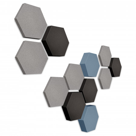 Edition LOFT Honeycomb - 12 absorbers made of Basotect ® - Colour: Platinum + Anthracite + Scandic
