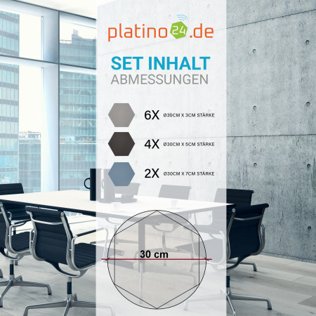 Edition LOFT Honeycomb - 12 Absorber aus Basotect ® - Farbe: Platinum + Anthracite + Scandic