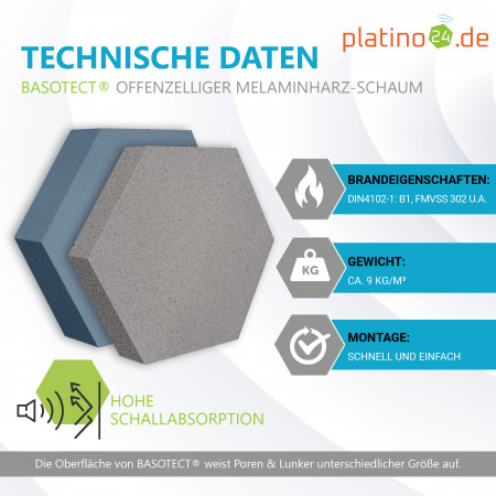 Edition LOFT Honeycomb - 12 Absorber aus Basotect ® - Farbe: Platinum + Anthracite + Scandic