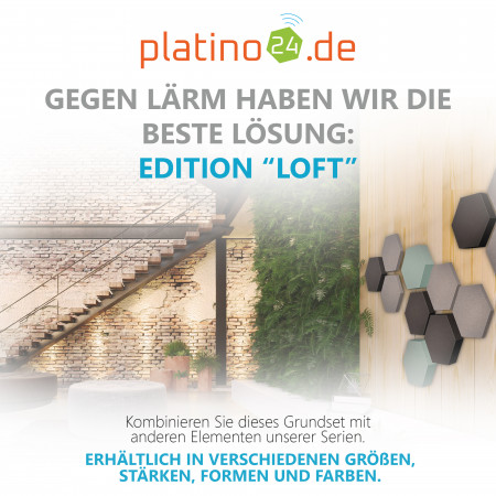 Edition LOFT Honeycomb - 12 Absorber aus Basotect ® - Farbe: Platinum + Anthracite + Ocean