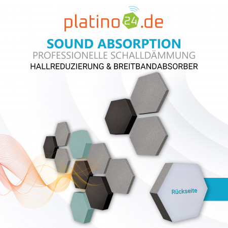 Edition LOFT Honeycomb - 12 Absorber aus Basotect ® - Farbe: Platinum + Anthracite + Ocean