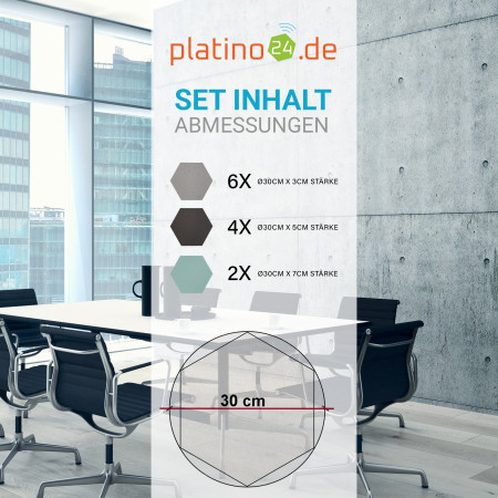 Edition LOFT Honeycomb - 12 Absorber aus Basotect ® - Farbe: Platinum + Anthracite + Ocean