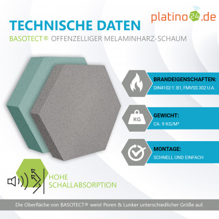 Edition LOFT Honeycomb - 12 Absorber aus Basotect ® - Farbe: Platinum + Anthracite + Ocean