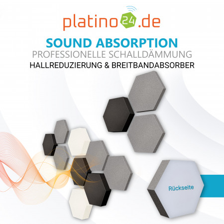 Edition LOFT Honeycomb - 12 Absorber aus Basotect ® - Farbe: Platinum + Anthracite + Snow