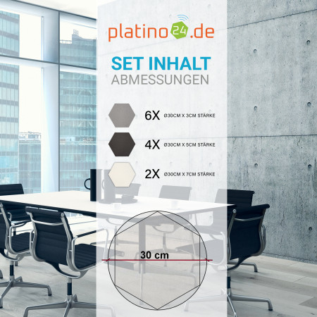 Edition LOFT Honeycomb - 12 Absorber aus Basotect ® - Farbe: Platinum + Anthracite + Snow