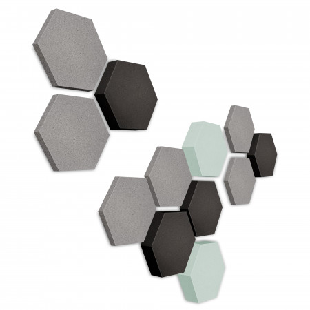 Edition LOFT Honeycomb - 12 absorbers made of Basotect ® - Colour: Platinum + Anthracite + Aqua