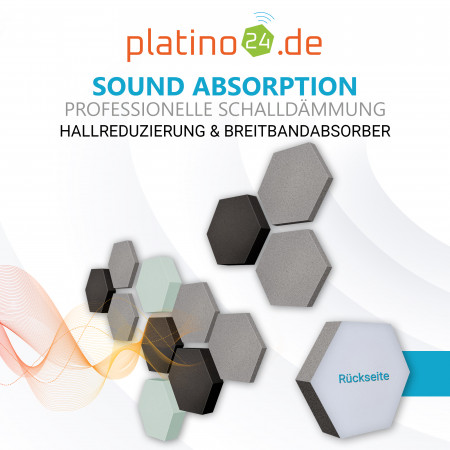 Edition LOFT Honeycomb - 12 Absorber aus Basotect ® - Farbe: Platinum + Anthracite + Aqua