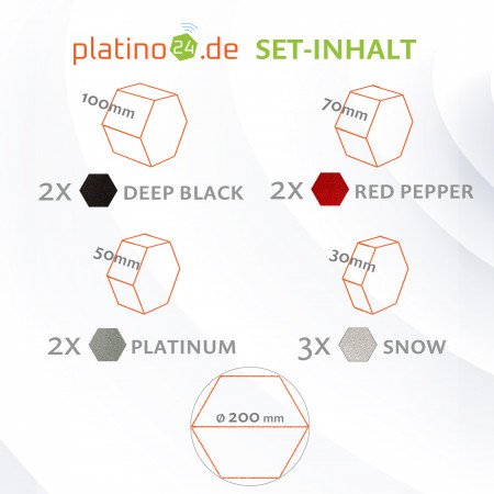 platino24 STUDIOline Akustikpaneele 3D-Set Wabe - 9 Elemente mit spezieller Akustik-Beschichtung #A001