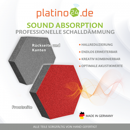 platino24 STUDIOline Akustikpaneele 3D-Set Wabe - 9 Elemente mit spezieller Akustik-Beschichtung #A001