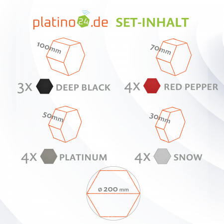 platino24 STUDIOline Acoustic Panels 3D-Set Honeycomb - 15 elements with special acoustic coating #B001