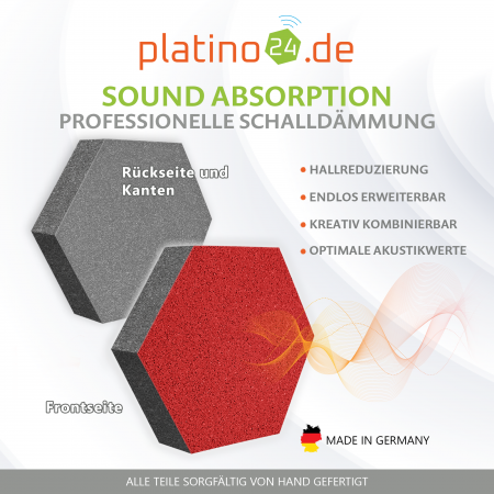 platino24 STUDIOline Akustikpaneele 3D-Set Wabe - 15 Elemente mit spezieller Akustik-Beschichtung #B001