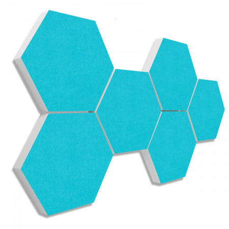 6 absorbers honeycomb shape made of Basotect ® G+ each 300 x 300 x 50mm Colore TURQUOISE