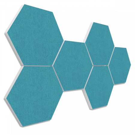 6 absorbers honeycomb shape made of Basotect ® G+ each 300 x 300 x 30mm Colore PETROL