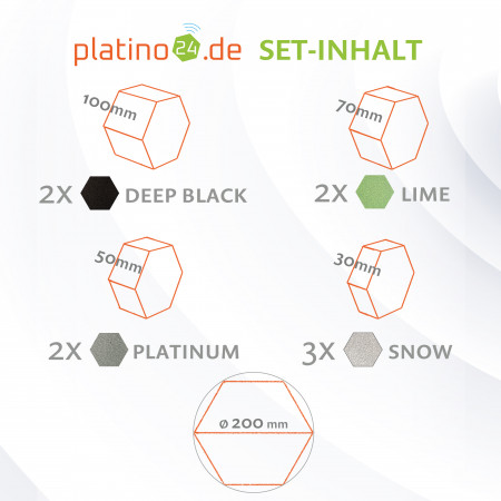 platino24 STUDIOline Akustikpaneele 3D-Set Wabe - 9 Elemente mit spezieller Akustik-Beschichtung #A002