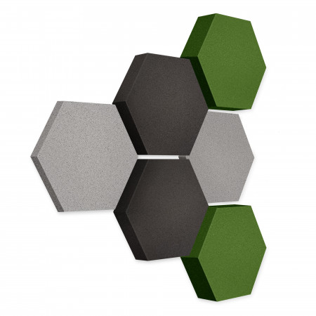 Edition LOFT Honeycomb - 6 Absorber aus Basotect ® - Farbe: Platinum + Anthracite + Kermit