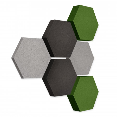 Edition LOFT Honeycomb - 6 absorbers made of Basotect ® - Colour: Platinum + Anthracite + Kermit