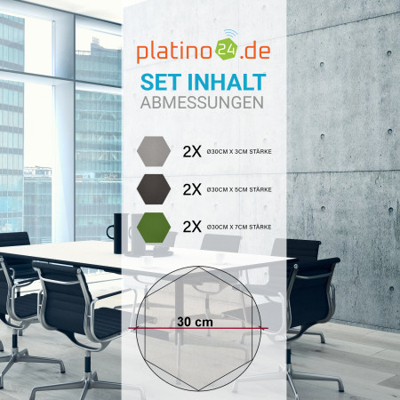 Edition LOFT Honeycomb - 6 Absorber aus Basotect ® - Farbe: Platinum + Anthracite + Kermit