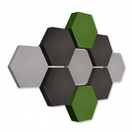 Edition LOFT Honeycomb - 9 absorbers made of Basotect ® - Colour: Platinum + Anthracite + Kermit