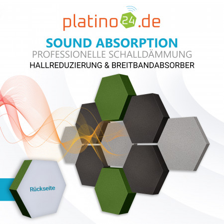 Edition LOFT Honeycomb - 9 Absorber aus Basotect ® - Farbe: Platinum + Anthracite + Kermit