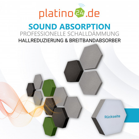 Edition LOFT Honeycomb - 12 Absorber aus Basotect ® - Farbe: Platinum + Anthracite + Kermit