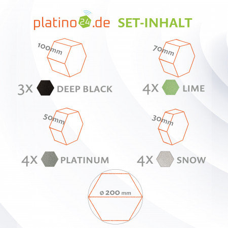 platino24 STUDIOline Akustikpaneele 3D-Set Wabe - 15 Elemente mit spezieller Akustik-Beschichtung #B002