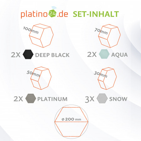 platino24 STUDIOline Akustikpaneele 3D-Set Wabe - 9 Elemente mit spezieller Akustik-Beschichtung #A003