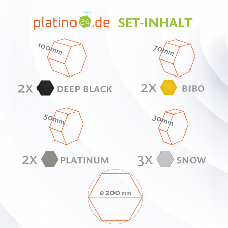 platino24 STUDIOline Akustikpaneele 3D-Set Wabe - 9 Elemente mit spezieller Akustik-Beschichtung #A004