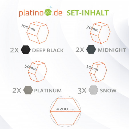 platino24 STUDIOline Akustikpaneele 3D-Set Wabe - 9 Elemente mit spezieller Akustik-Beschichtung #A005