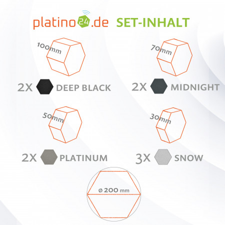 platino24 STUDIOline Akustikpaneele 3D-Set Wabe - 9 Elemente mit spezieller Akustik-Beschichtung #A005