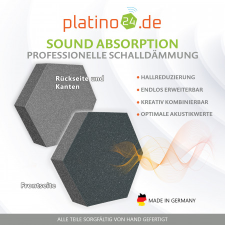 platino24 STUDIOline Akustikpaneele 3D-Set Wabe - 9 Elemente mit spezieller Akustik-Beschichtung #A005