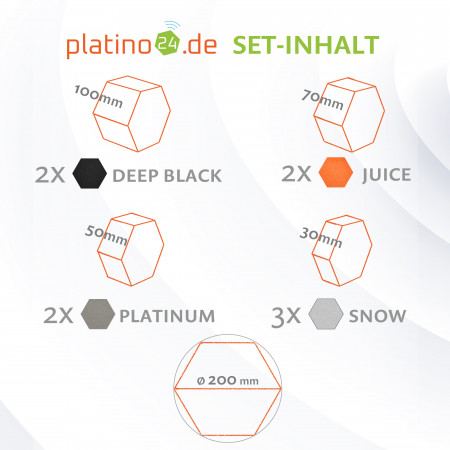 platino24 STUDIOline Akustikpaneele 3D-Set Wabe - 9 Elemente mit spezieller Akustik-Beschichtung #A007