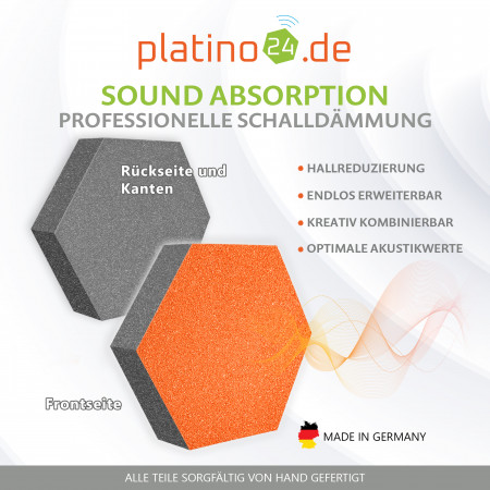 platino24 STUDIOline Akustikpaneele 3D-Set Wabe - 9 Elemente mit spezieller Akustik-Beschichtung #A007