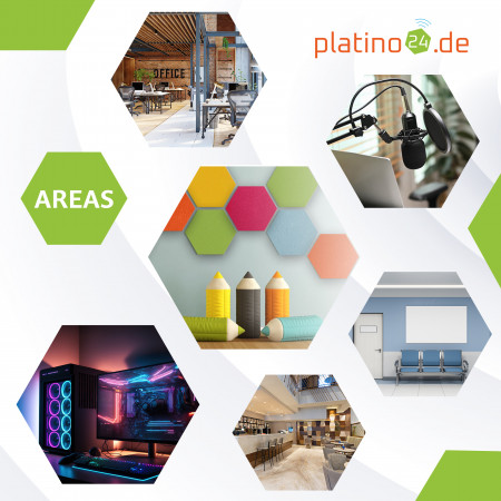 platino24 STUDIOline Akustikpaneele 3D-Set Wabe - 15 Elemente mit spezieller Akustik-Beschichtung #B003