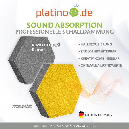 platino24 STUDIOline Akustikpaneele 3D-Set Wabe - 15 Elemente mit spezieller Akustik-Beschichtung #B004