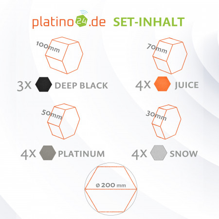 platino24 STUDIOline Akustikpaneele 3D-Set Wabe - 15 Elemente mit spezieller Akustik-Beschichtung #B006