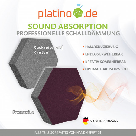 platino24 STUDIOline Akustikpaneele 3D-Set Wabe - 9 Elemente mit spezieller Akustik-Beschichtung #A008