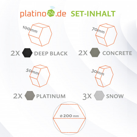 platino24 STUDIOline Akustikpaneele 3D-Set Wabe - 9 Elemente mit spezieller Akustik-Beschichtung #A009