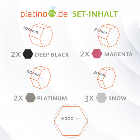 platino24 STUDIOline Akustikpaneele 3D-Set Wabe - 9 Elemente mit spezieller Akustik-Beschichtung #A010
