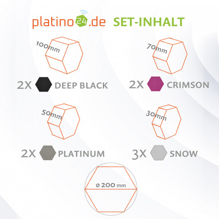 platino24 STUDIOline Akustikpaneele 3D-Set Wabe - 9 Elemente mit spezieller Akustik-Beschichtung #A011