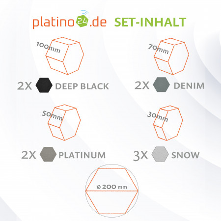 platino24 STUDIOline Akustikpaneele 3D-Set Wabe - 9 Elemente mit spezieller Akustik-Beschichtung #A012