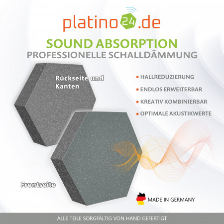 platino24 STUDIOline Akustikpaneele 3D-Set Wabe - 9 Elemente mit spezieller Akustik-Beschichtung #A012