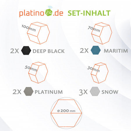 platino24 STUDIOline Akustikpaneele 3D-Set Wabe - 9 Elemente mit spezieller Akustik-Beschichtung #A013