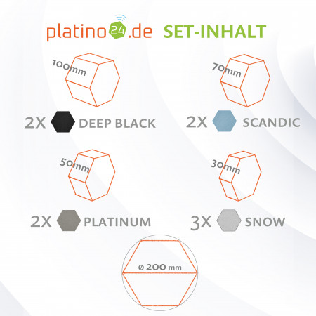 platino24 STUDIOline Akustikpaneele 3D-Set Wabe - 9 Elemente mit spezieller Akustik-Beschichtung #A014