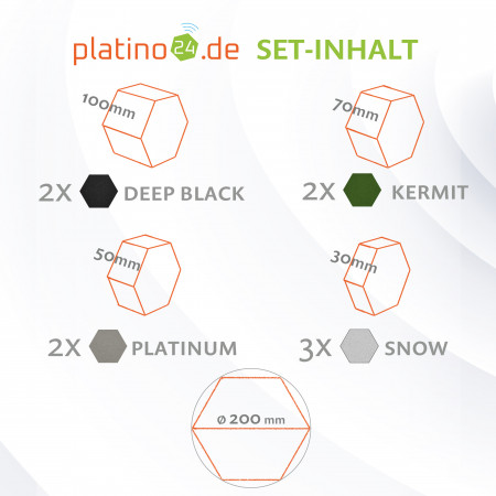 platino24 STUDIOline Akustikpaneele 3D-Set Wabe - 9 Elemente mit spezieller Akustik-Beschichtung #A015