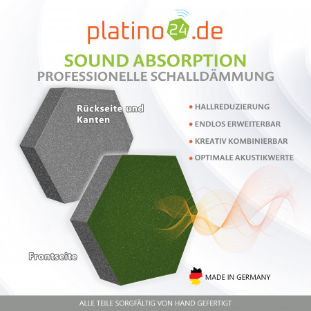 platino24 STUDIOline Akustikpaneele 3D-Set Wabe - 9 Elemente mit spezieller Akustik-Beschichtung #A015