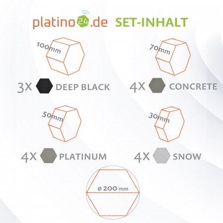 platino24 STUDIOline Akustikpaneele 3D-Set Wabe - 15 Elemente mit spezieller Akustik-Beschichtung #B008