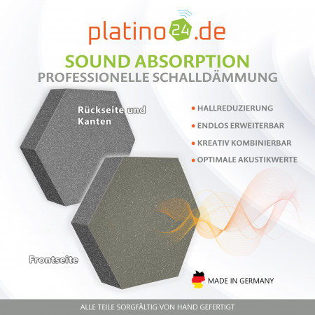 platino24 STUDIOline Akustikpaneele 3D-Set Wabe - 15 Elemente mit spezieller Akustik-Beschichtung #B008