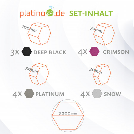 platino24 STUDIOline Akustikpaneele 3D-Set Wabe - 15 Elemente mit spezieller Akustik-Beschichtung #B009