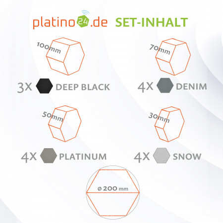 platino24 STUDIOline Akustikpaneele 3D-Set Wabe - 15 Elemente mit spezieller Akustik-Beschichtung #B010